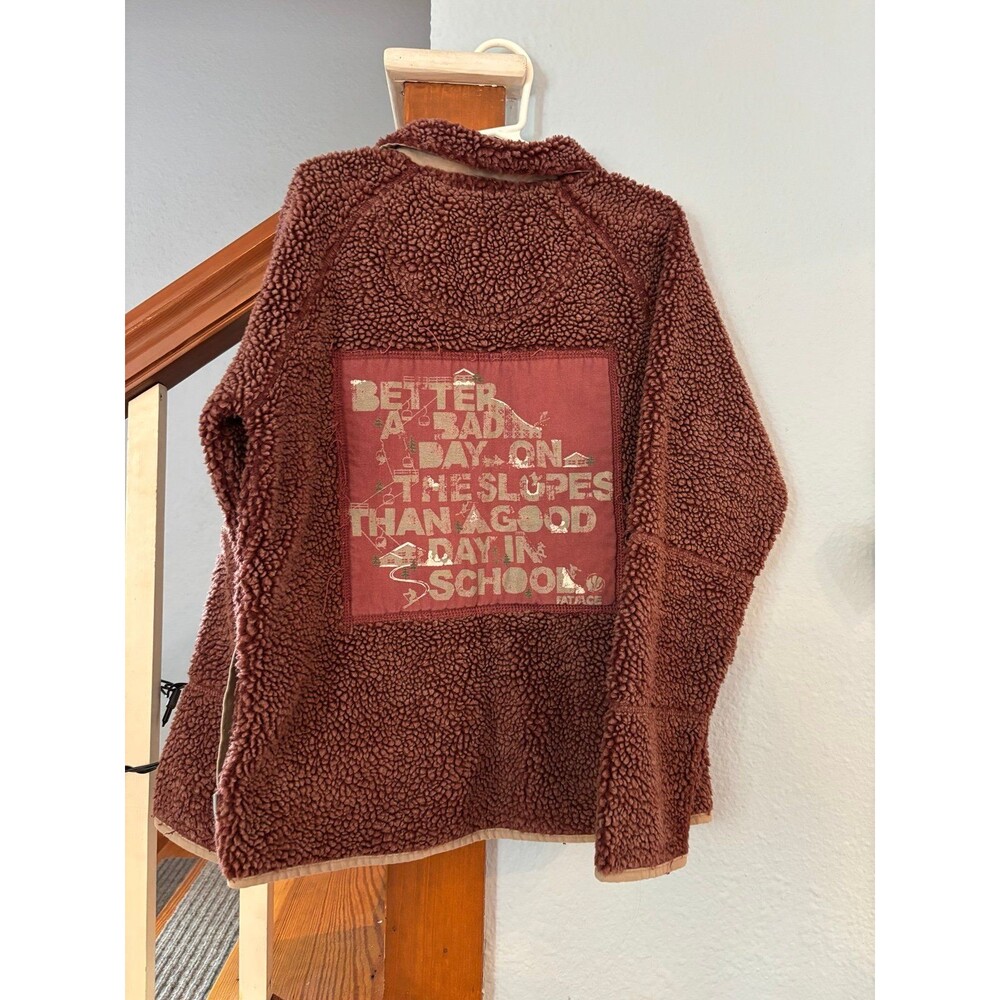 Fat face burgundy red sherpa jacket sweatshirt snowboarding skiing 10 11